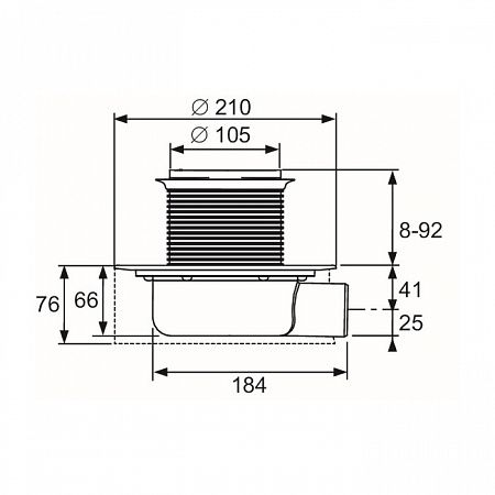Трап дренажный TECE drainpoint низкий гориз. S114, звукоизоляция, манжета Seal System 3601104