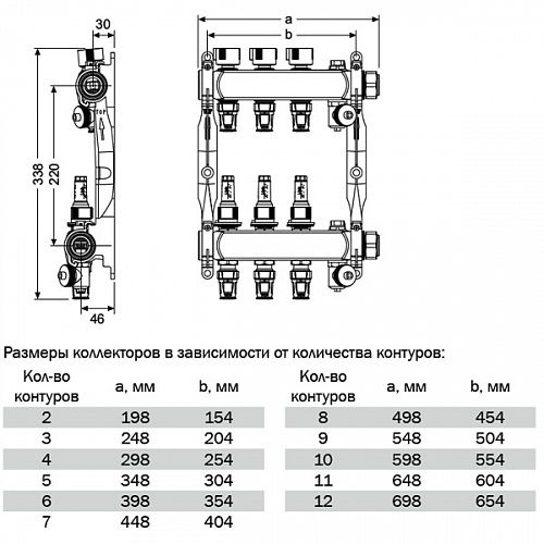Коллектор TECE TECEfloor для поверхностного отопления 1 х 16 push-fit, 6 контуров 77311106