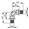 Уголок TECE TECEflex соединительный, закругленный 90 гр, 25x25, бронза, наружная резьба 707325