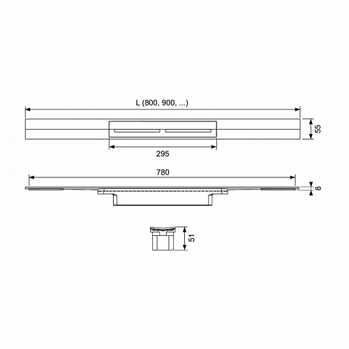 Профиль для душа TECE TECEdrainprofile, 800 мм, PVD Brushed Gold Optic 670802