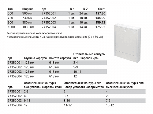 Шкаф коллекторный TECE TECEfloor наружный, тип 500 77352001