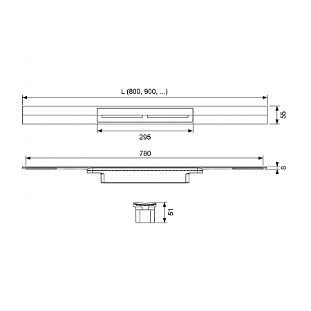 Профиль для душа TECE TECEdrainprofile, 1200 мм, PVD Brushed Black Chrome 671201